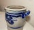 Blue Antique 1800's Handmade Stoneware Salt Glazed Crock Pottery Jug Vase W/ Handle For Sale - Image 8 of 11