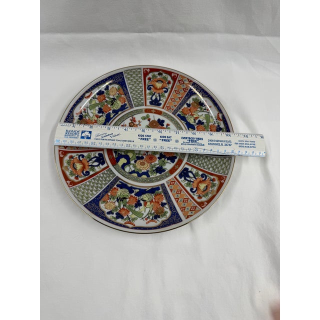 Mid 20th Century Japanese Imari Porcelain Plate in Blue and Red For Sale - Image 10 of 10