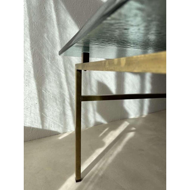 Swedish Brass Coffee Table with Marbled Glass Top, 1960s For Sale - Image 4 of 13