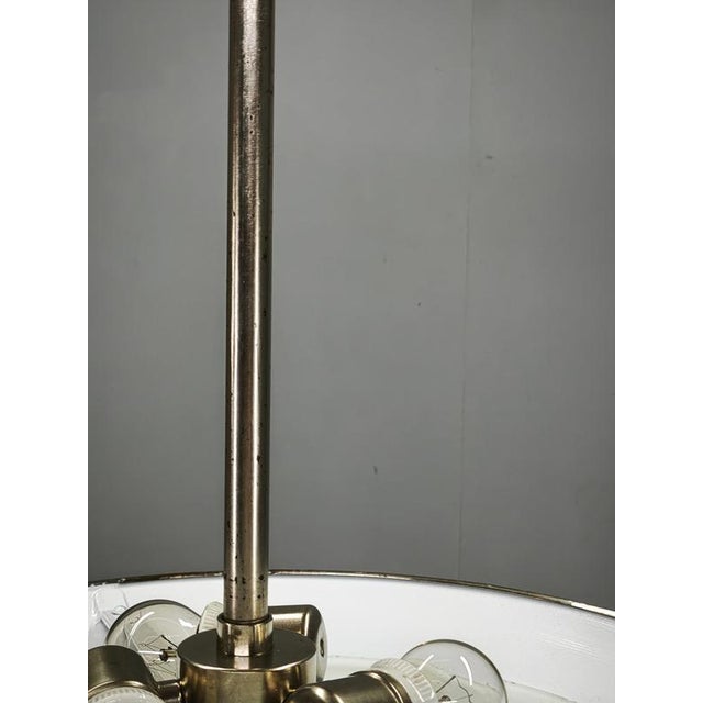 Gold Bauhaus Chrome and Glass Pendant Light, Czechoslovakia, 1930s For Sale - Image 8 of 12