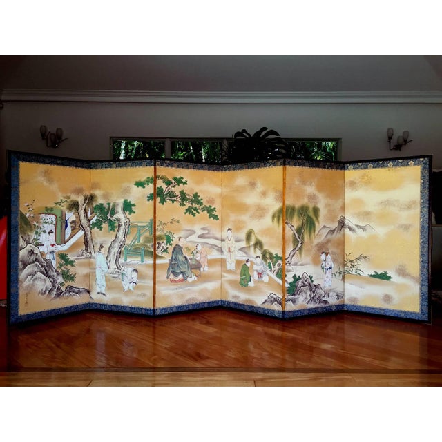 An exquisite Japanese folding screen painted and signed by Kano Tanshin (Morimasa) (1658-1719), circa early Edo Period. An...