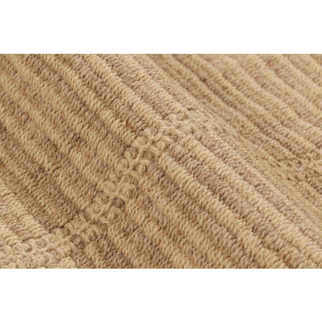 Textile Rug & Kilim’s Contemporary Kilim With Textural Beige and Taupe Stripes For Sale - Image 7 of 7
