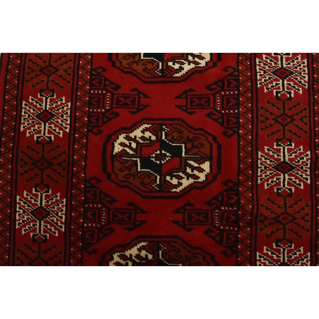 Red Turkmen Runner 2’5” X 9’6” Red Wool Vintage Tribal Hand-Knotted Oriental Rug For Sale - Image 8 of 12