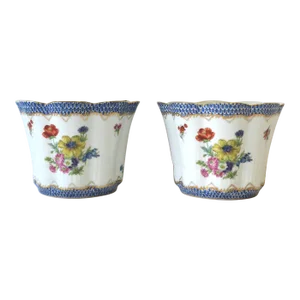 Porcelain Plant Flower Pot Holders Planters Cachepots Jardinières, Pair