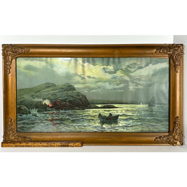 Antique Framed Tonalist Seascape Lithograph: Maritime Art Print For Sale - Image 10 of 10