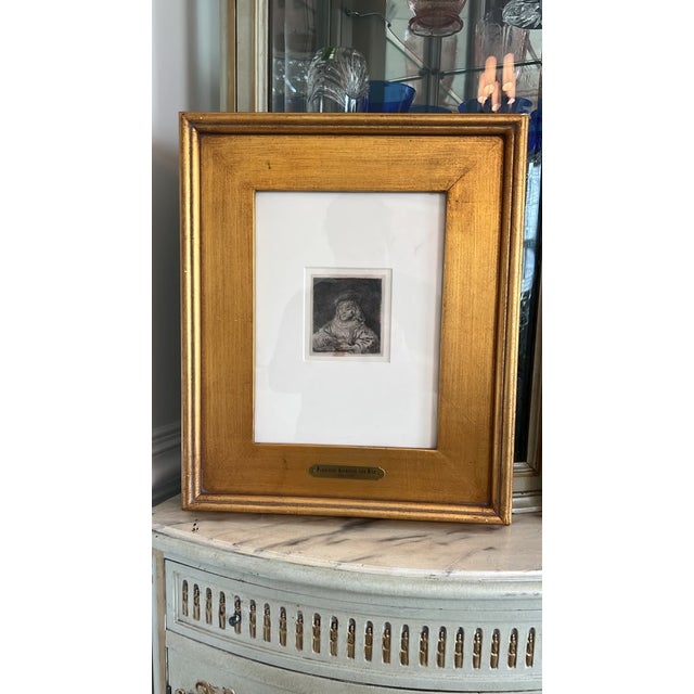 A finely detailed antique etching titled "The Card Player" by legendary Dutch Master Rembrandt van Rijn (1606–1669),...