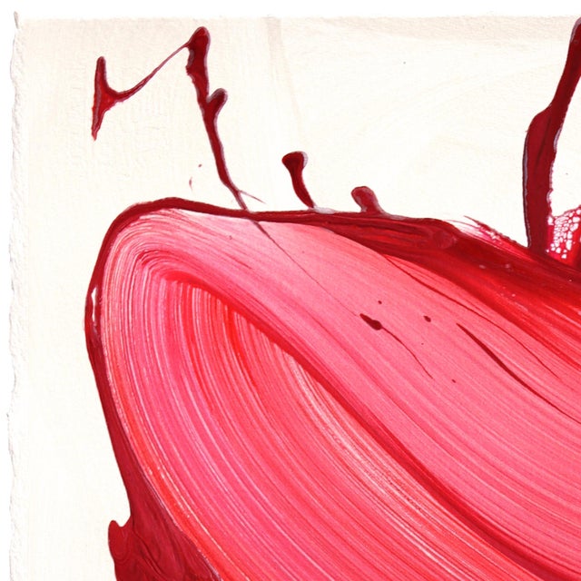 Avp_1633 - Original Red Contemporary Abstract Acrylic Painting on Paper by Alex Voinea For Sale - Image 4 of 6