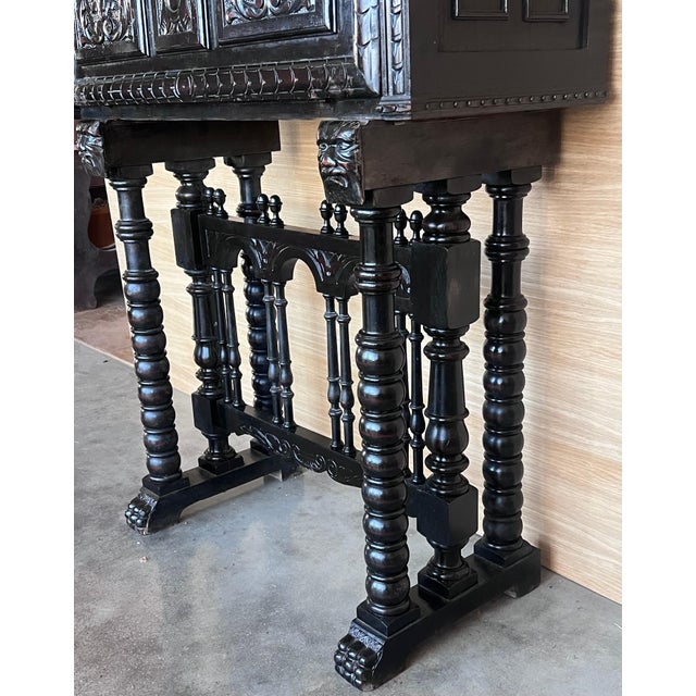 20th Century Spanish Baroque Style Cabinet on Stand, Bargueno or Varqueno For Sale - Image 13 of 18