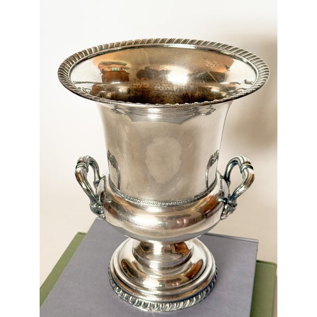 Absolutely gorgeous larger than usual Vintage English Regency Silver Plate Trophy Urn Twin Handle Champagne Ice Bucket by...