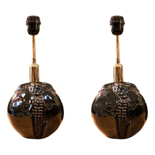 Vintage Black Granada Lamps, 1950s, Set of 2 For Sale
