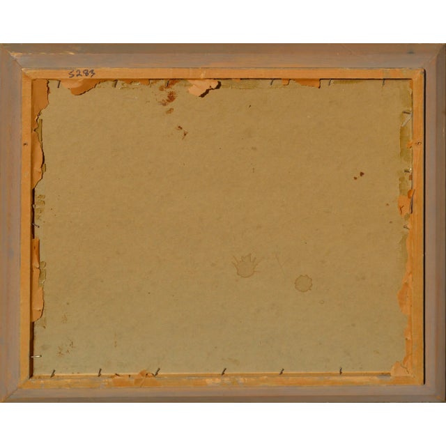 Textile Mid Century River & Farm Landscape in Oil on Canvas Stretched Over Board by J. Anderson For Sale - Image 7 of 7