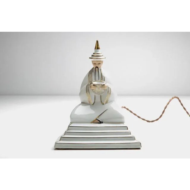 White Porcelain Sculpture with Gold Decorations, 1930s For Sale - Image 6 of 6