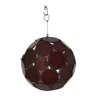 Handcrafted Moroccan Moorish Lavender Glass Lantern or Orb Pendant For Sale