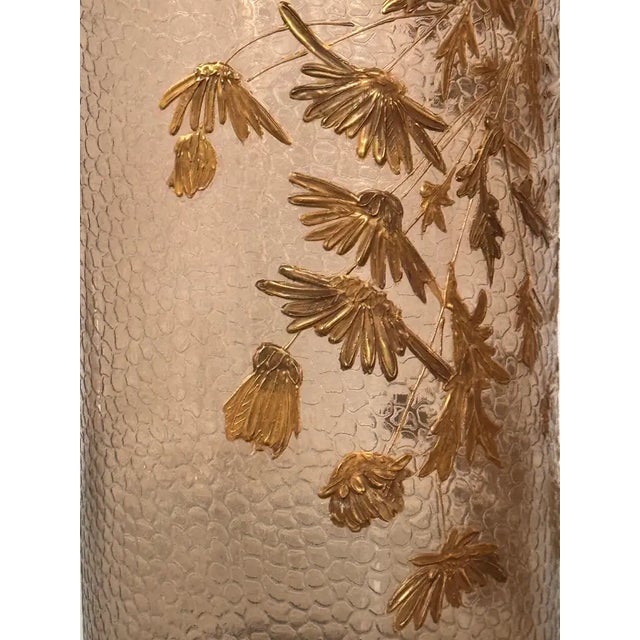 Glass French Art Nouveau Gilt Floral Blown-Glass Vase Martelé, Legras, 1900s For Sale - Image 7 of 10