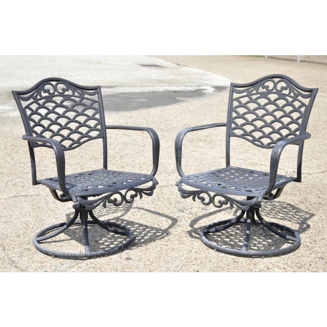 Mediterranean Style Aluminum Swivel and Tilt Black Tuscan Garden Patio Chairs For Sale - Image 10 of 10