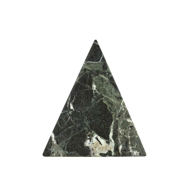Late 20th Century Late 20th Century Italian Natural Solid Green Marble Stone Pyramid Sculpture For Sale - Image 5 of 8