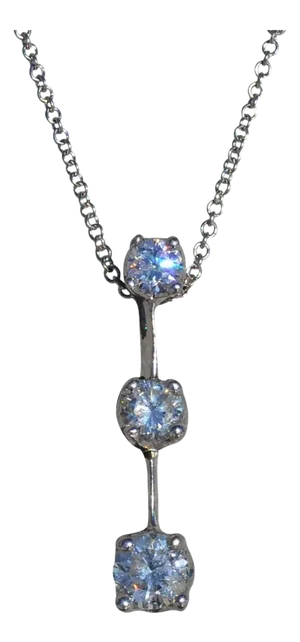 The Ember: Ladies Three Stone Diamond Necklace in 14K White Gold