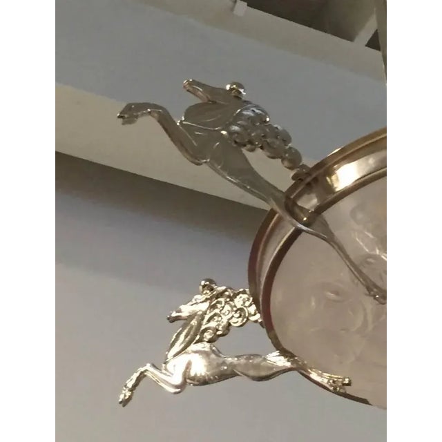 1930s French Art Deco Chandelier Signed by Degue with Mythical Horses For Sale - Image 5 of 12