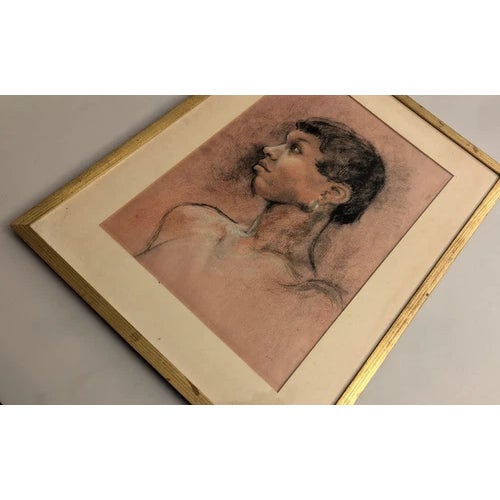 Vintage Sketched Portrait Framed By Plohn & Co. New York. The sketch is in good condition. The frame is in fair condition...