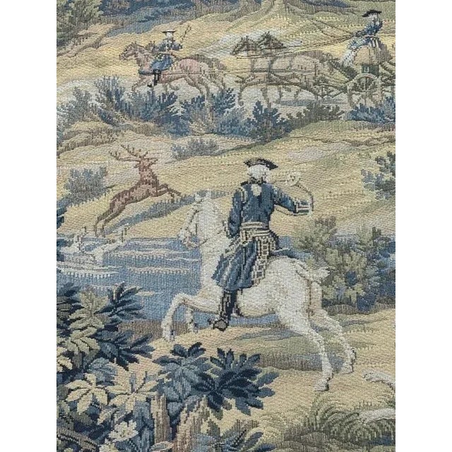 Vintage French Aubusson Style Jacquard Hunting with Hounds Tapestry, 1970s For Sale - Image 15 of 18