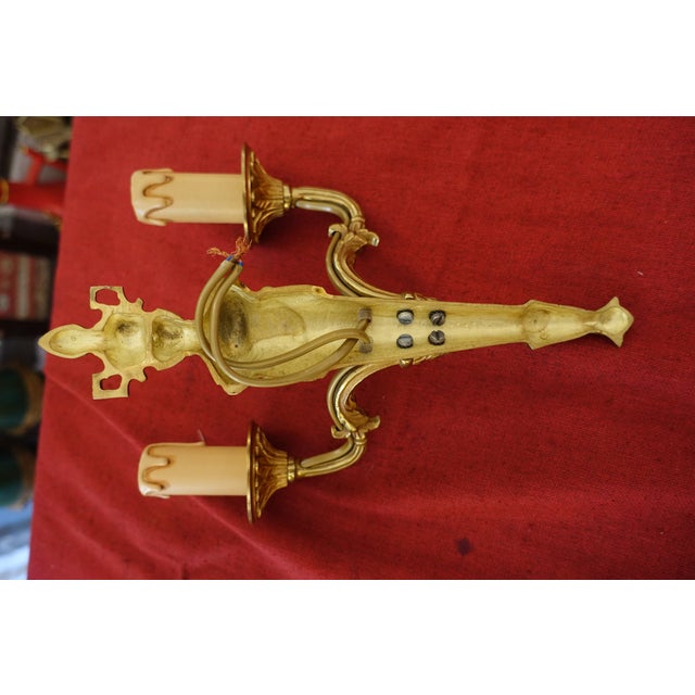 Louis XVI Style Bronze Wall Sconces, 1940s, Set of 2 For Sale - Image 3 of 4