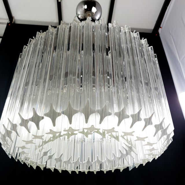 Vintage Round Chandelier with Handmade Murano Glass and Crystal Quadrihedrons, Italy, 1971 For Sale - Image 15 of 18