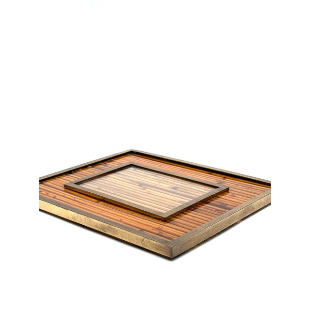 Hollywood Regency Bamboo & Brass Picture Frame, in the Manner of Gabriella Crespi Italy 1970s For Sale - Image 10 of 13