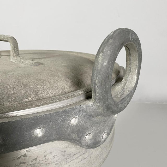 Italian Round Aluminum Pot with Lid, 1930s For Sale - Image 11 of 18