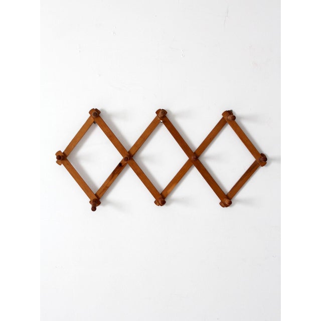 Wood Vintage Wooden Accordion Peg Rack For Sale - Image 7 of 15
