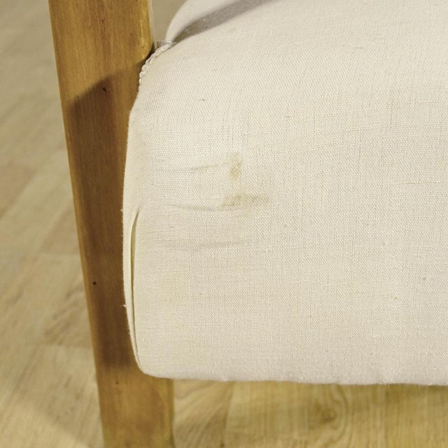 Art Deco Armchairs with Curved Armrests and White Fabric, 1930s, Set of 2 For Sale - Image 17 of 18