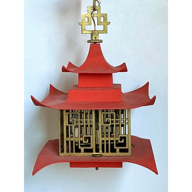 Vintage MCM Pagoda Lantern For Sale - Image 4 of 11