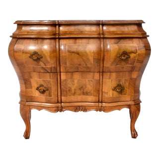 Italian Mid-Century Oyster Burl Olive Commode With 2 Drawers For Sale