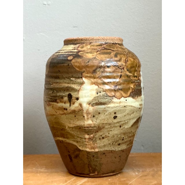 Vintage Glazed Studio Pottery Vase For Sale - Image 4 of 12