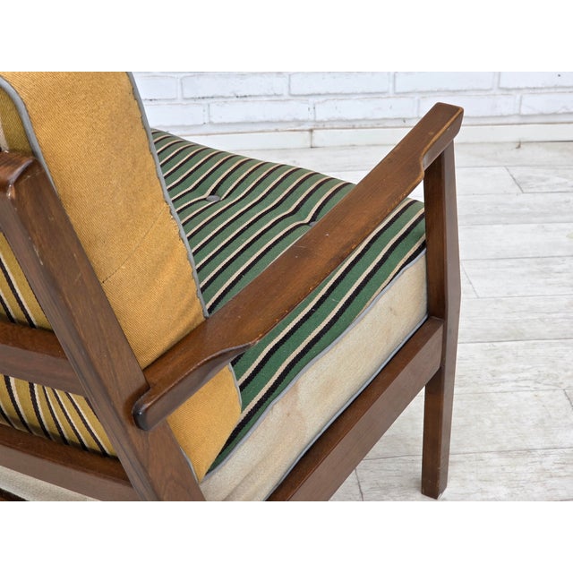Danish Armchair in Furniture Wool and Beech Wood, 1960s For Sale - Image 17 of 18
