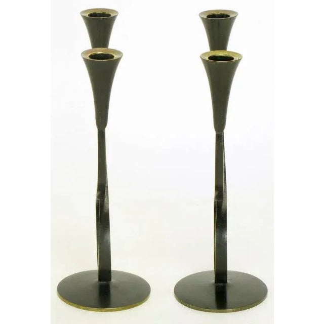 1950s Rena Rosenthal Brass Double Arm Candelabra For Sale - Image 5 of 11