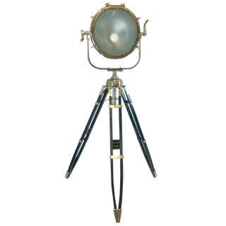 Large Vintage Tripod Aluminum Nickled Floor Lamp, 1980s For Sale