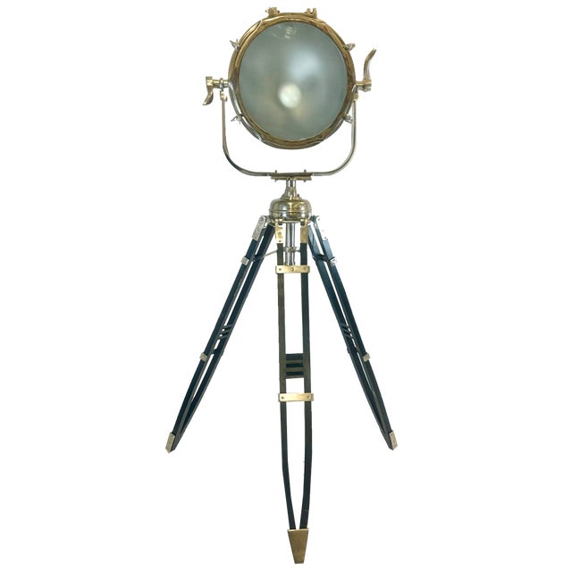 Large Vintage Tripod Aluminum Nickled Floor Lamp, 1980s For Sale
