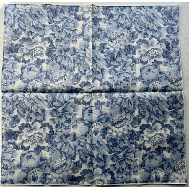 Late 20th Century Set of 4 Laura Ashley Home Blue & White Reversible Cotton Placemats & Napkins For Sale - Image 16 of 18