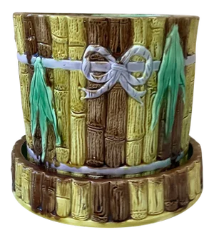 19th Century English Majolica Bamboo Planter With Stand