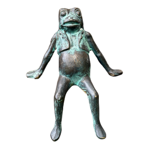 Vintage Bronze Seated Frog Garden Ornament