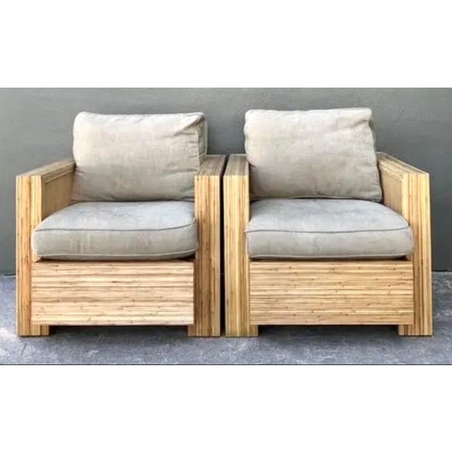 Vintage Lane Pencil Reed and Cane Lounge Chairs - A Pair For Sale - Image 12 of 12