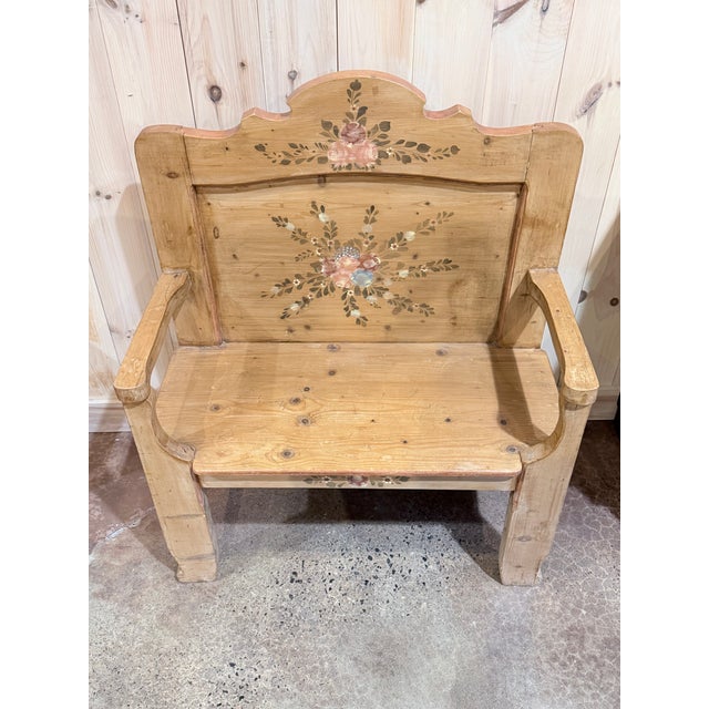 Antique Painted Pine Folk Art Armchair With Hand-Painted Floral Decoration For Sale In New York - Image 6 of 7