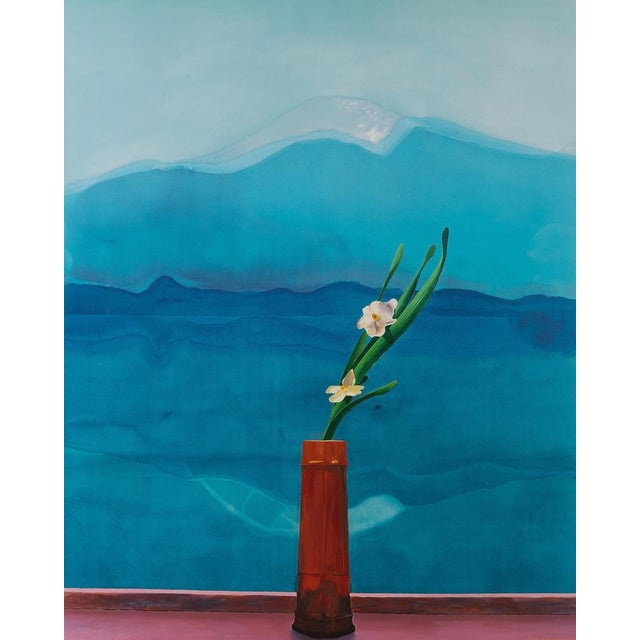 David Hockney (1937) Mount Fuji and Flowers Original color poster based on the 1972 artwork On thick paper, 63 x 86 cm...