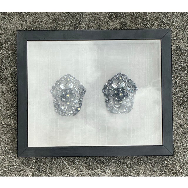 Vintage 1940s Rhinestone Shoe Clips in Shadowbox For Sale - Image 10 of 12