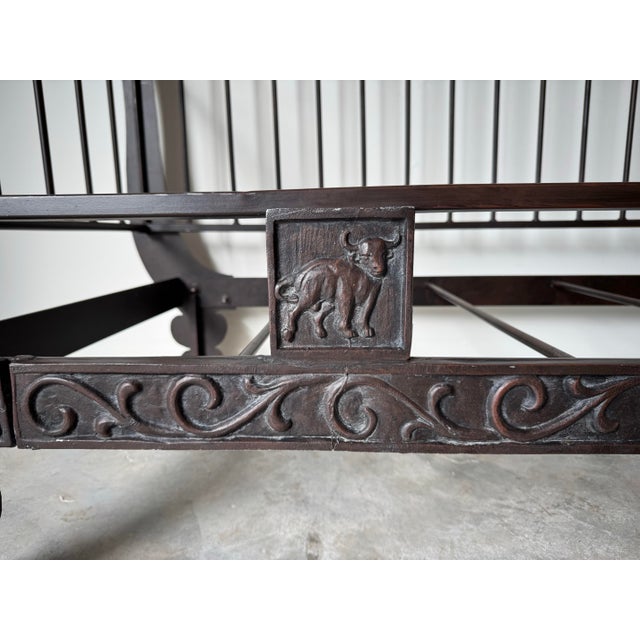 Ernest Hemingway " the Bull " Iron and Leather Sofa by Thomasville/ Sold For Sale - Image 11 of 12