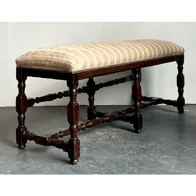 Vintage Spanish Turned Wood Bench For Sale - Image 9 of 12