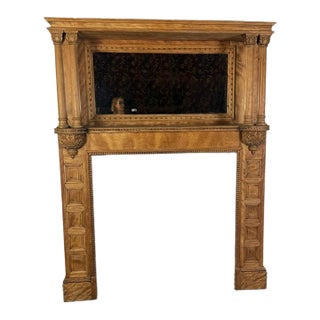 Antique Continental Architectural Wood Fireplace Mantel, 19th Century For Sale