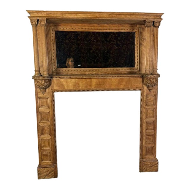 Antique Continental Architectural Wood Fireplace Mantel, 19th Century For Sale