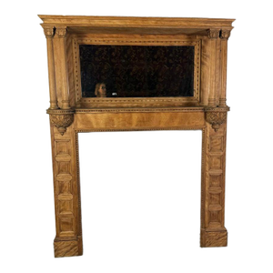Antique Continental Architectural Wood Fireplace Mantel, 19th Century