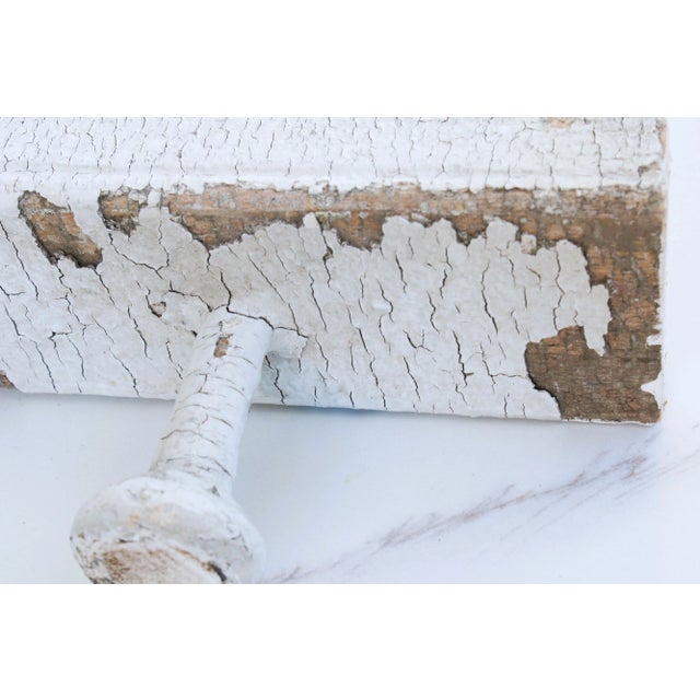 Late 19th Century 1920's Antique Rustic French Carved Coat/Hat Rack/Distressed White For Sale - Image 5 of 5